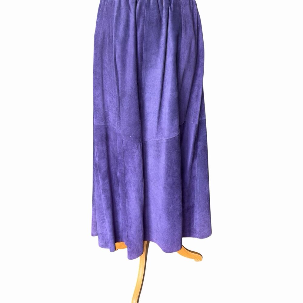 Vintage Liz Roberts Robert Elliott Purple Suede Two Piece Skirt Set Medium - Picture 15 of 16